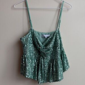 Endless Rose Green Sequin Blouse